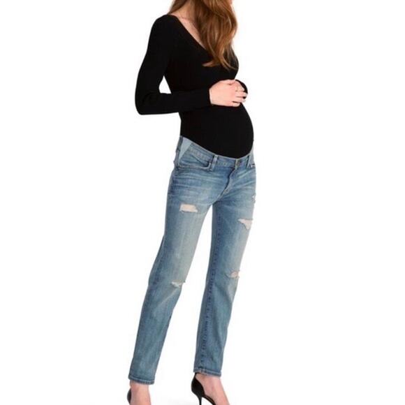 Current / Elliott Hatch Maternity Boyfriend Destroy Distressed Jeans Size 25 - Picture 1 of 15